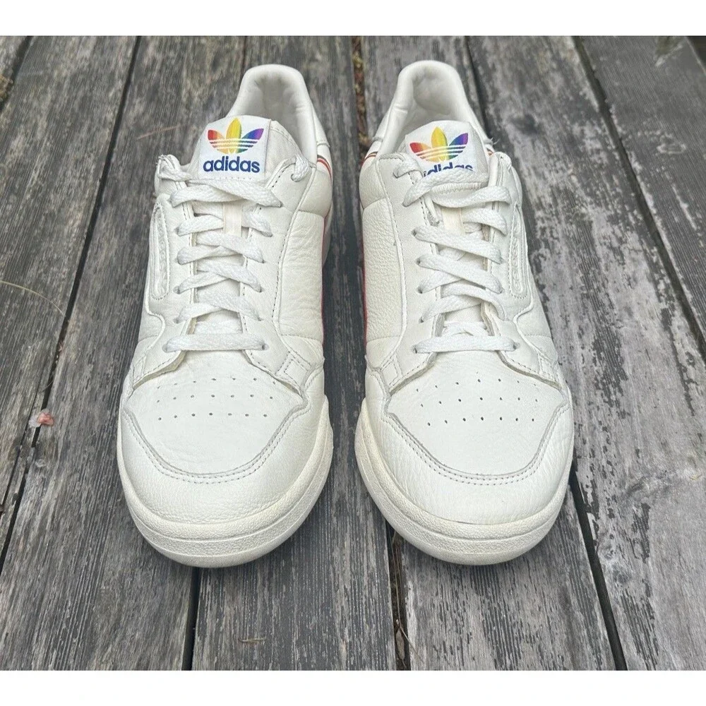 Adidas Continental 80 Pride Off-White Mens Size 11 Athletic Lace Sneakers EF2318